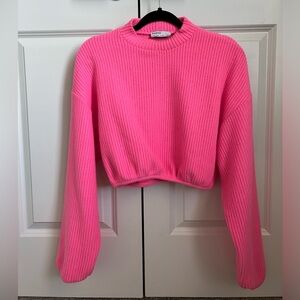BERSHKA pink cropped sweater